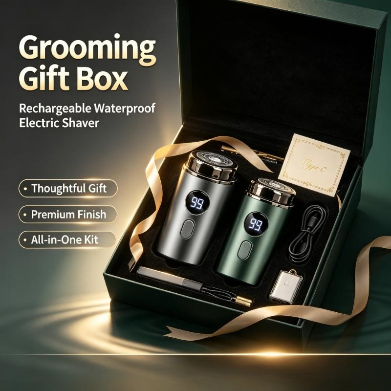 Mens Grooming Box - Wodoodporna golarka elektryczna dla mężczyzn z